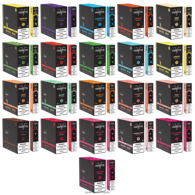 hielo de guayaba y fresa IGNITE V15 paquete de 10 bolígrafos vaporizadores - IGNITE vape sabores N6X8F105