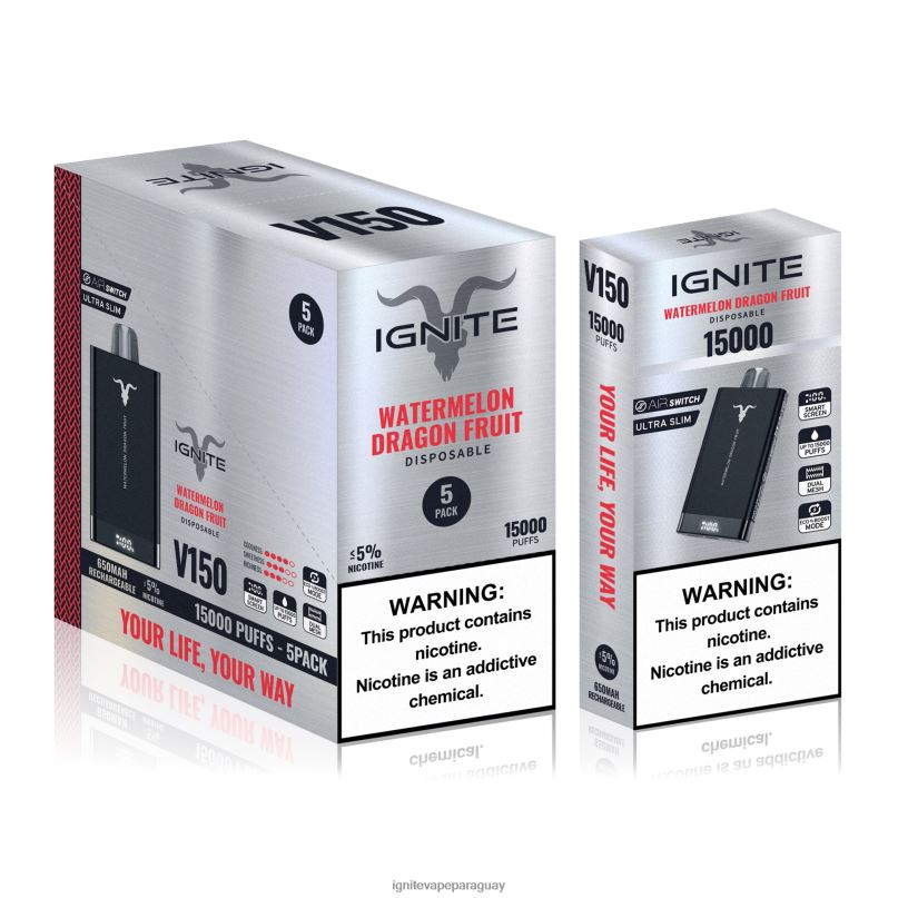 fruta del dragón de sandía IGNITE V150 paquete de 5 bolígrafos vaporizadores - IGNITE pod Paraguay precio N6X8F93