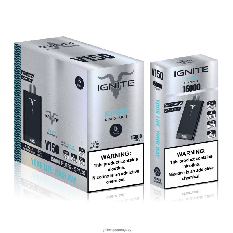 menta helada IGNITE V150 paquete de 5 bolígrafos vaporizadores - IGNITE vape Paraguay N6X8F86