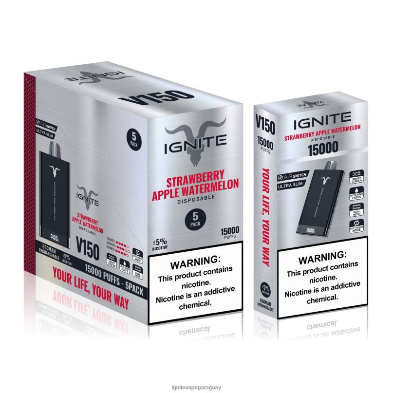 sandía manzana fresa IGNITE V150 paquete de 5 bolígrafos vaporizadores - IGNITE cigarrillo electronico N6X8F91
