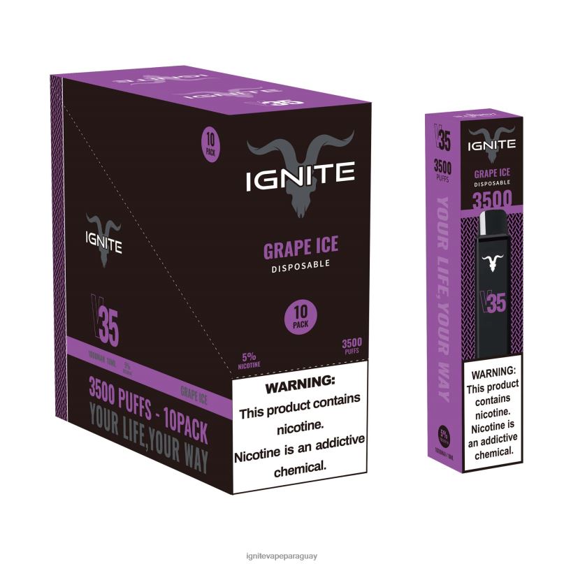 hielo de uva IGNITE V35 paquete de 10 bolígrafos vaporizadores - IGNITE Paraguay N6X8F122