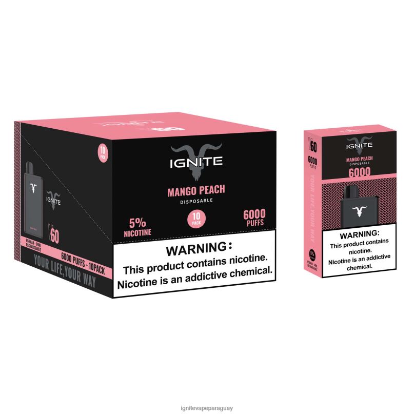 durazno mango IGNITE V60 paquete de 10 bolígrafos vaporizadores - IGNITE cigarrillo electronico N6X8F21