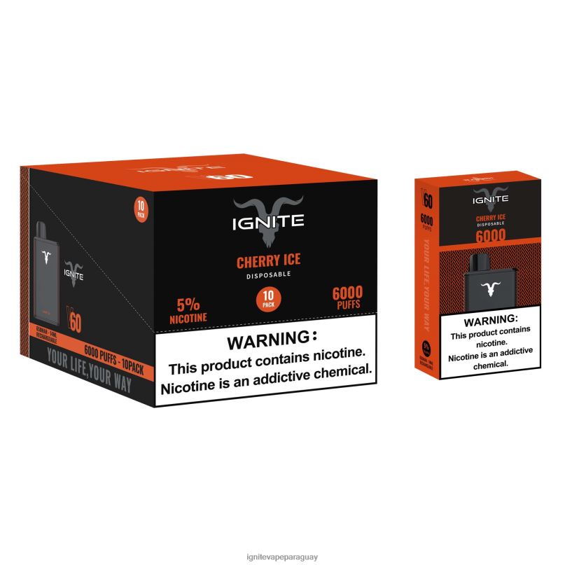 hielo de cereza IGNITE V60 paquete de 10 bolígrafos vaporizadores - IGNITE vape asunción N6X8F17