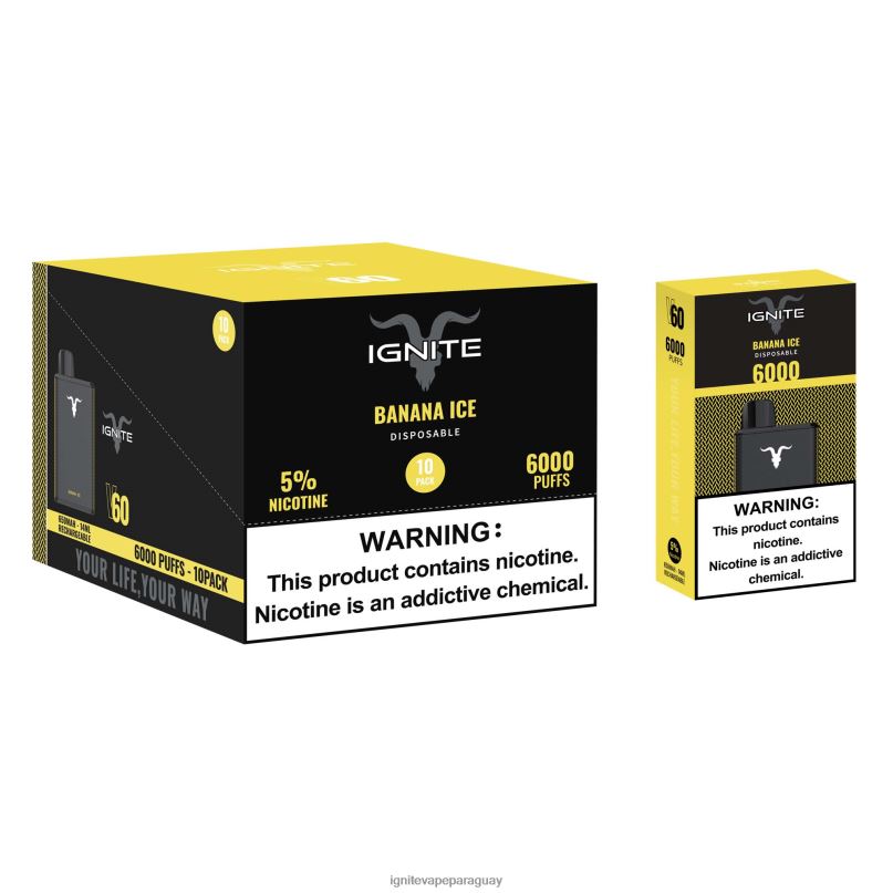 hielo de plátano IGNITE V60 paquete de 10 bolígrafos vaporizadores - IGNITE cigarrillo electronico N6X8F1