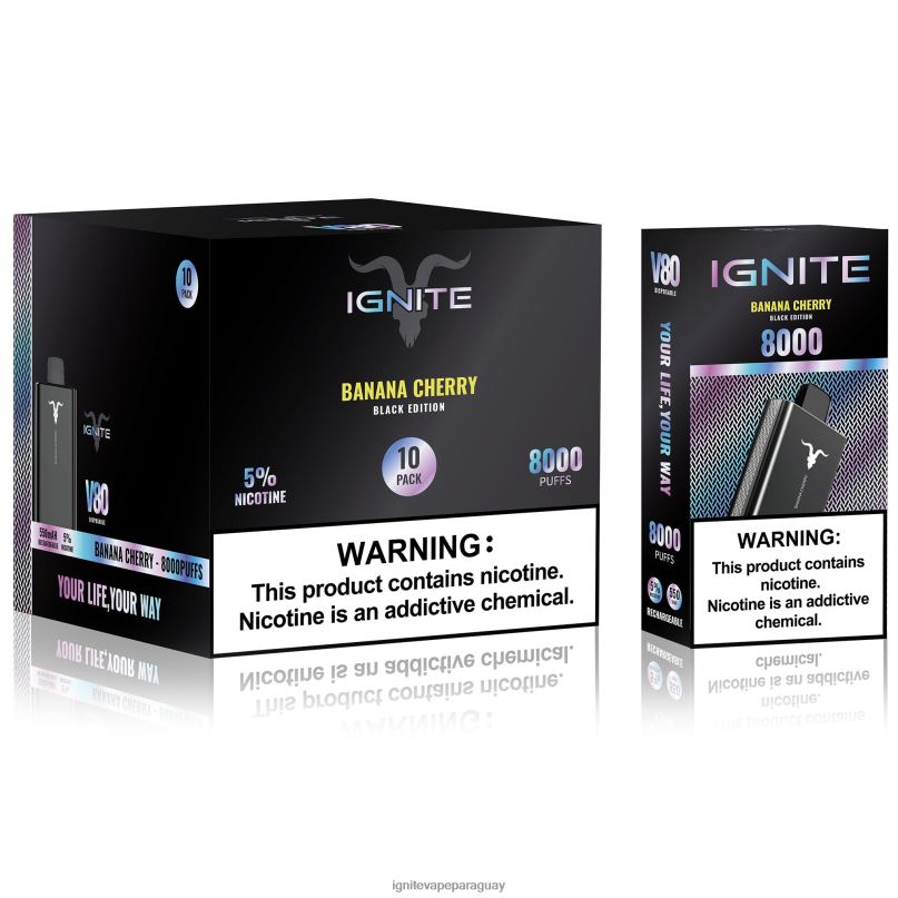cereza de plátano IGNITE V80 paquete de 10 bolígrafos vaporizadores - IGNITE vape Paraguay N6X8F6