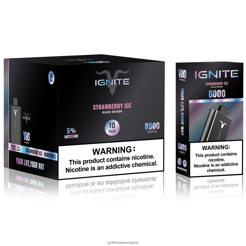hielo de fresa IGNITE V80 paquete de 10 bolígrafos vaporizadores - IGNITE pod Paraguay precio N6X8F63